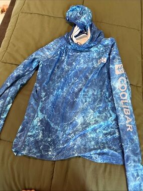 Coolibar Blue Marble-Print Long-Sleeve Paros Sailing Hoodie